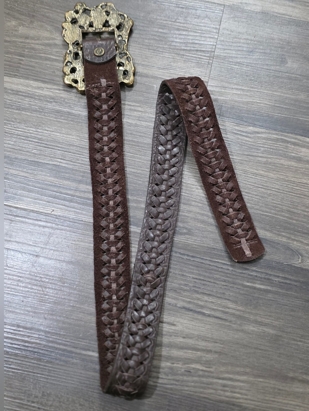 Leatherock lether belt size 34 Hugo rock Buckle  brown leather Unisex rare boho